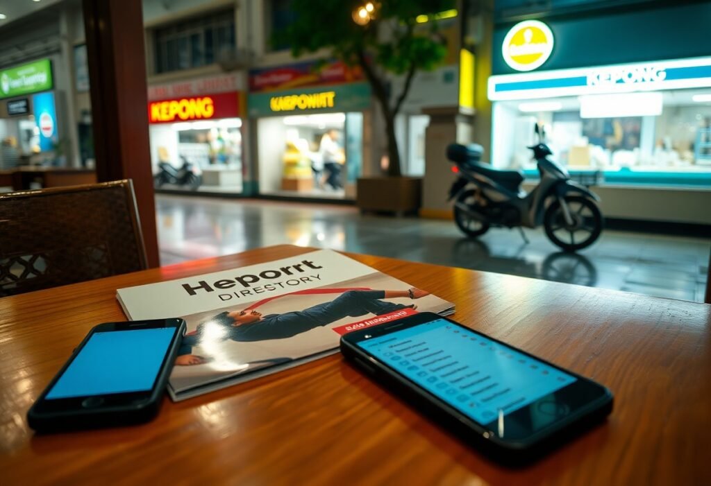 Heporrt Directory on a table with two smartphones in Kepong, Malaysia
