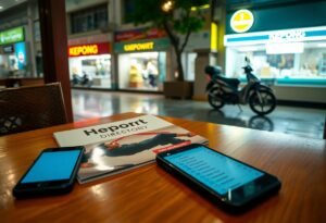 Heporrt Directory on a table with two smartphones in Kepong, Malaysia