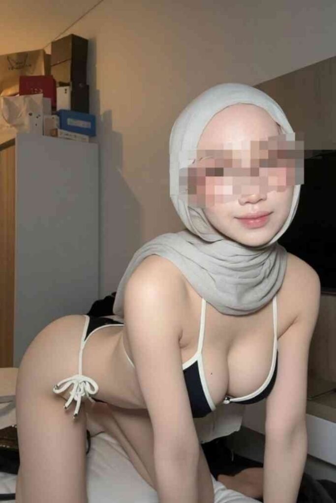 Malay woman in hijab and bikini